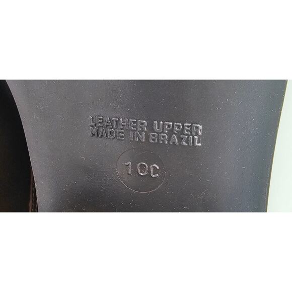 Details Brown Leather Combat Style Boots Cap Toe Lace Up Casual Bootie Men's 10C - Picture 8 of 12